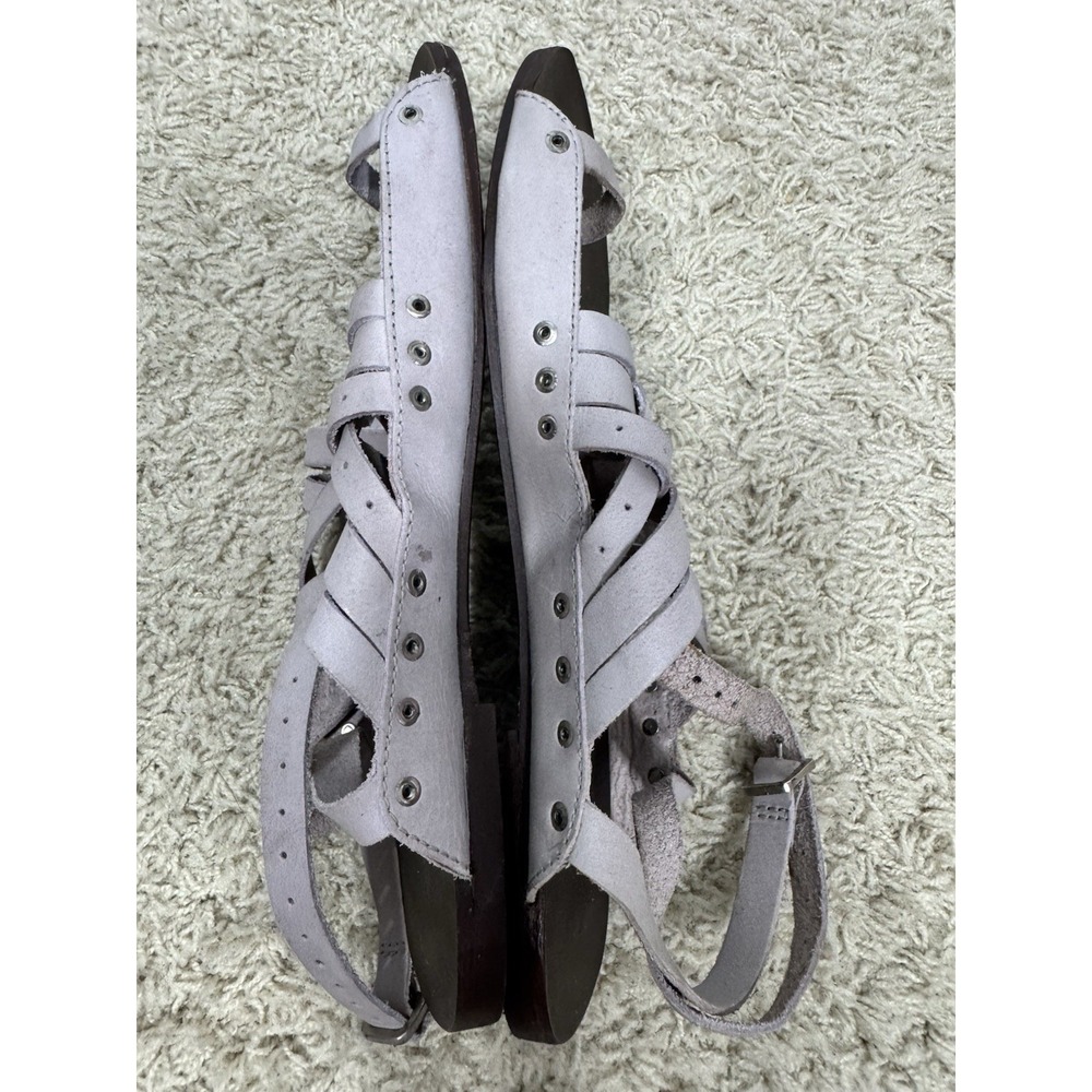Free People Gray Belize Strappy Sandals Criss Cross Leather Toe Loop EU 41 US 10 - Picture 9 of 12